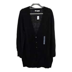 NWT Old Navy Cardigan Sweater Black Y2K Mohair Wool Blend Longline Grandpa XXL
